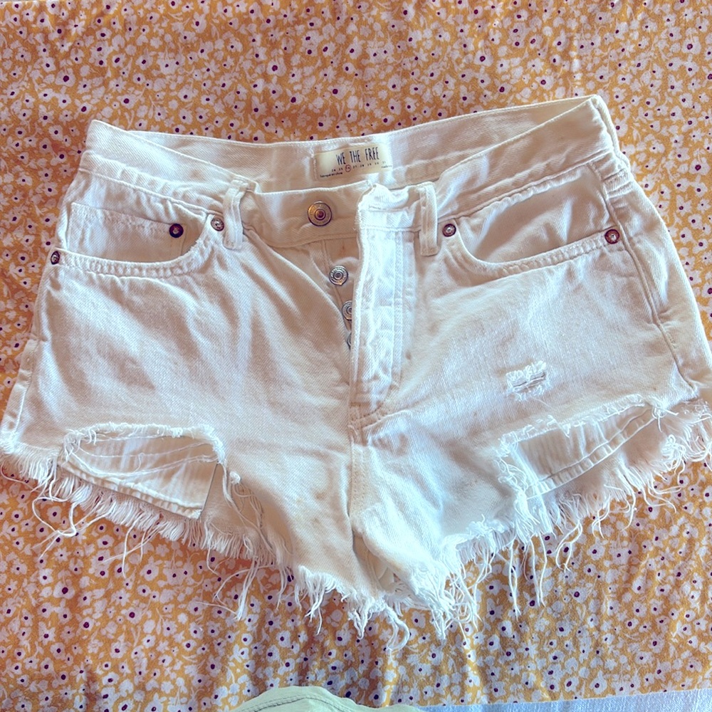 We the free white soft denim shorts